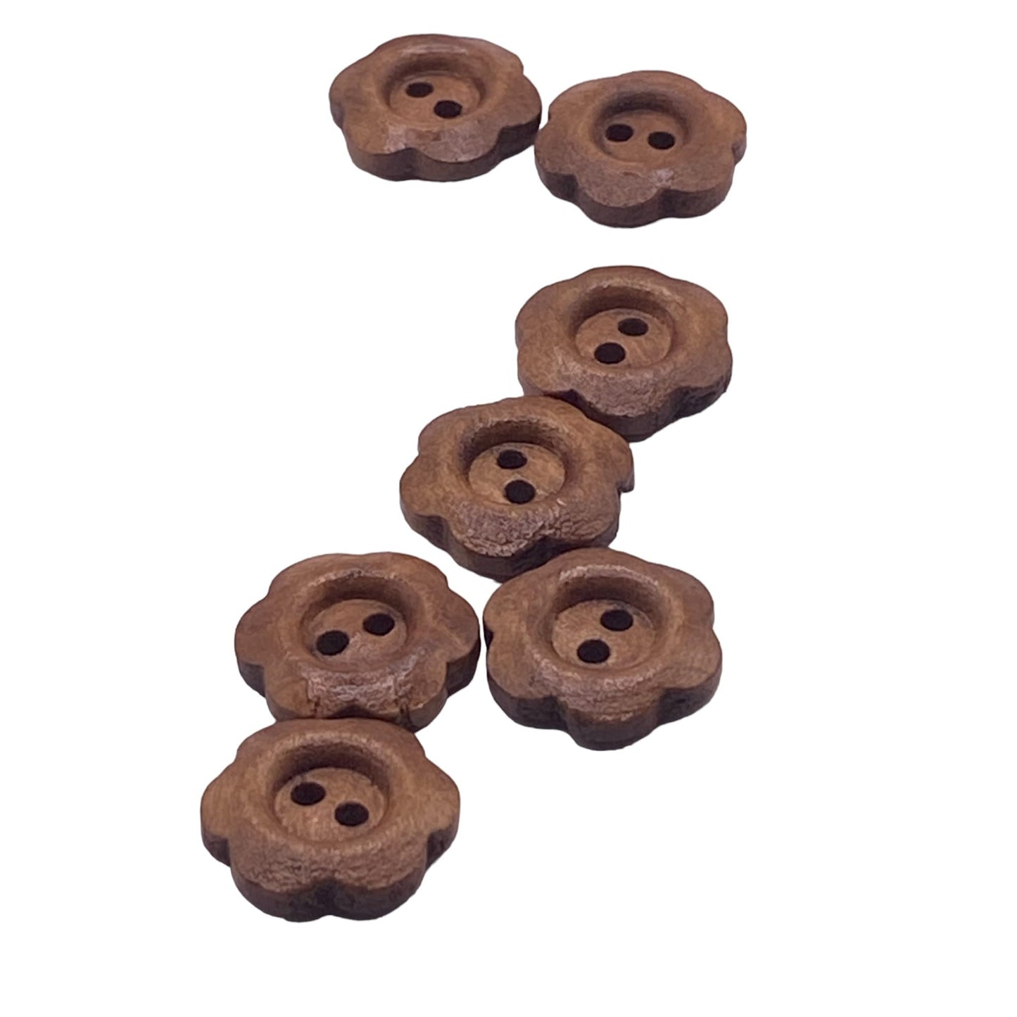 KnitForLess 10Pcs 14mm Wooden Flower Buttons for Embroidery Sewing Knitting 2 Hole Childrens Cardigans