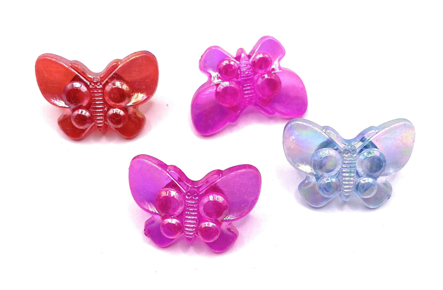 KnitForLess Transparent Colour Acrylic Butterfly Sewing Shank Buttons 21mm x 15mm Mixed Colours Knitting Cardigans 20
