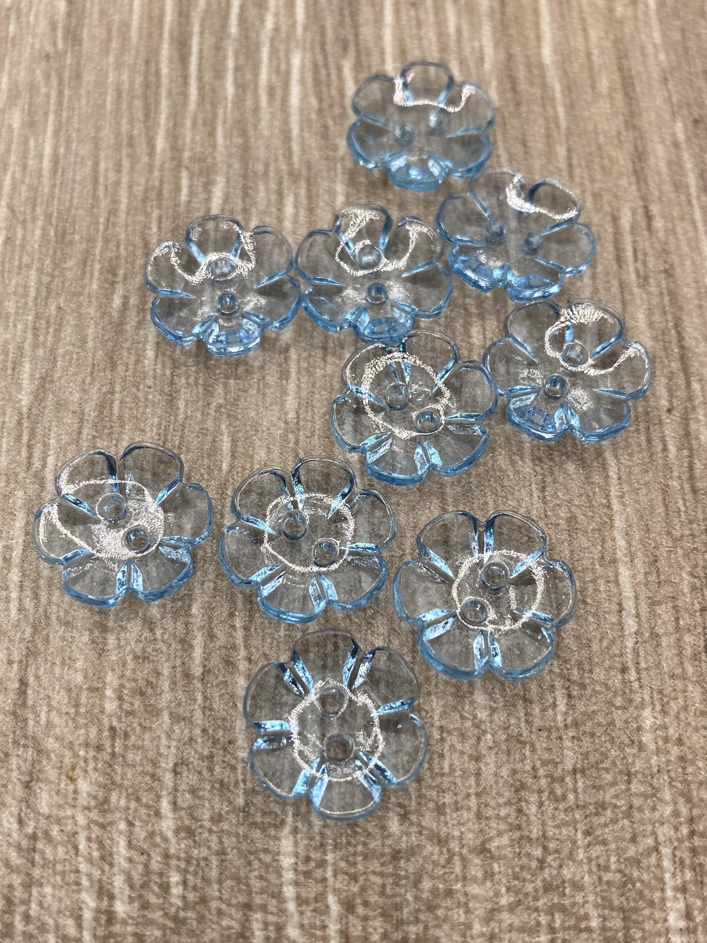 KnitForLess 13mm Buttons 7 Colours Clear Rose Flower Baby Cardigans Knitting Crafts Pack of 10 Light Blue