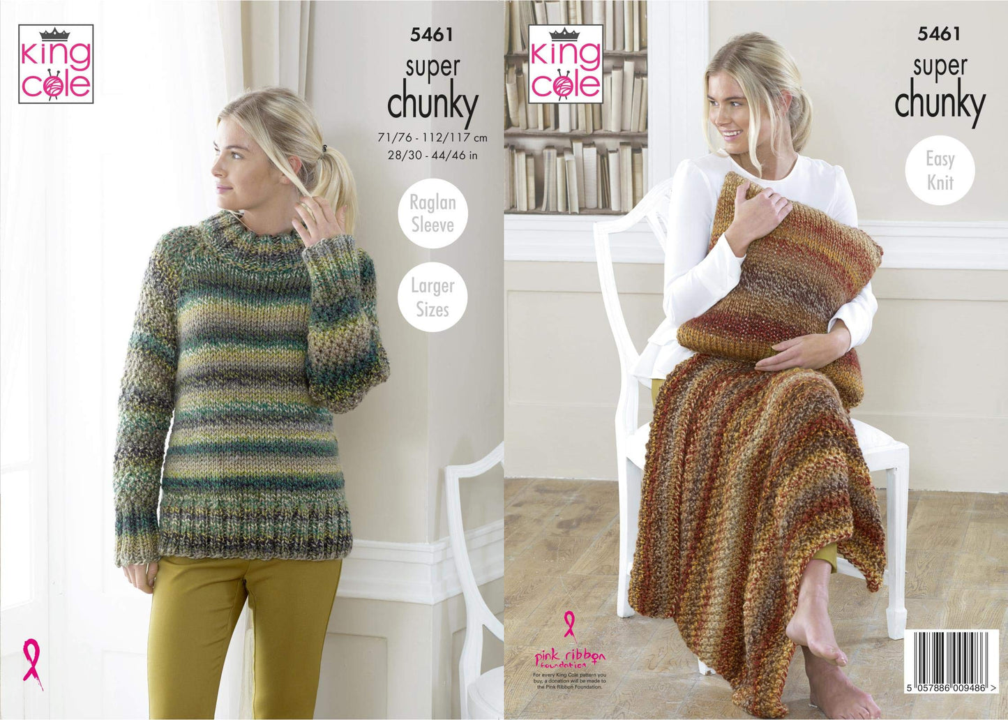 King Cole 5461 Knitting Pattern Womens Sweater Throw and Cushion in Explorer Super Chunky