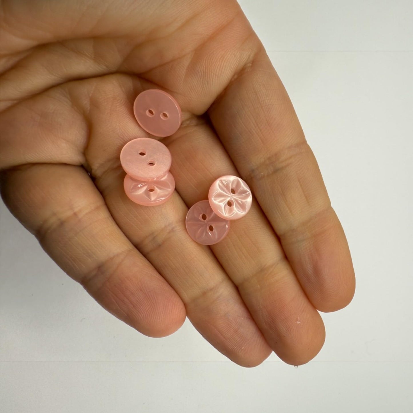 KnitForLess 11mm Baby Pink Star Flower Buttons 12 Pack Polyester Sewing & Craft