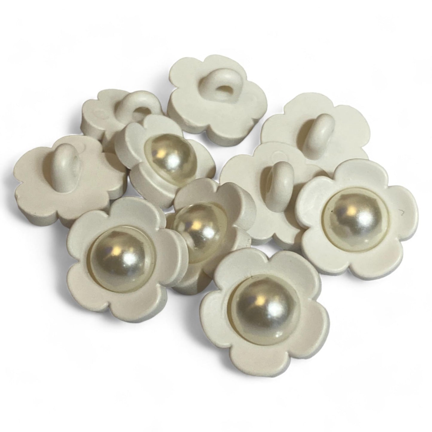 KnitForLess Plastic Flower Buttons 15mm Pack of 10 3 Colours Cardigans Sewing Knitting