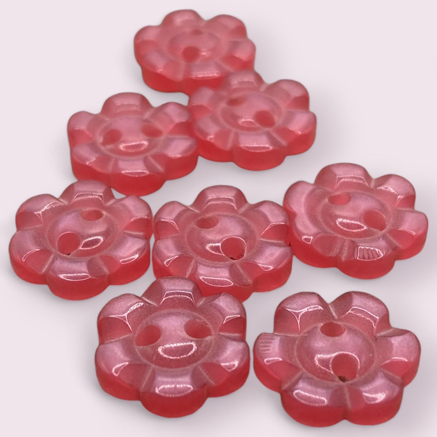KnitForLess Baby Pink Flower Resin Buttons 11.5mm 2 Hole Cardigan Knitting Sewing