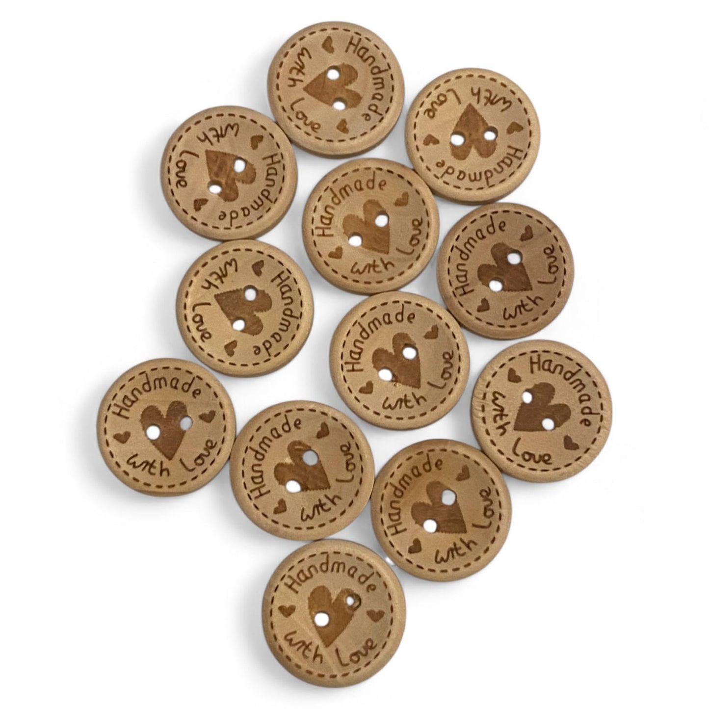 KnitForLess 20mm Handmade with Love Wooden Buttons 2 Hole Cardigan Sewing Knitting Buttons,