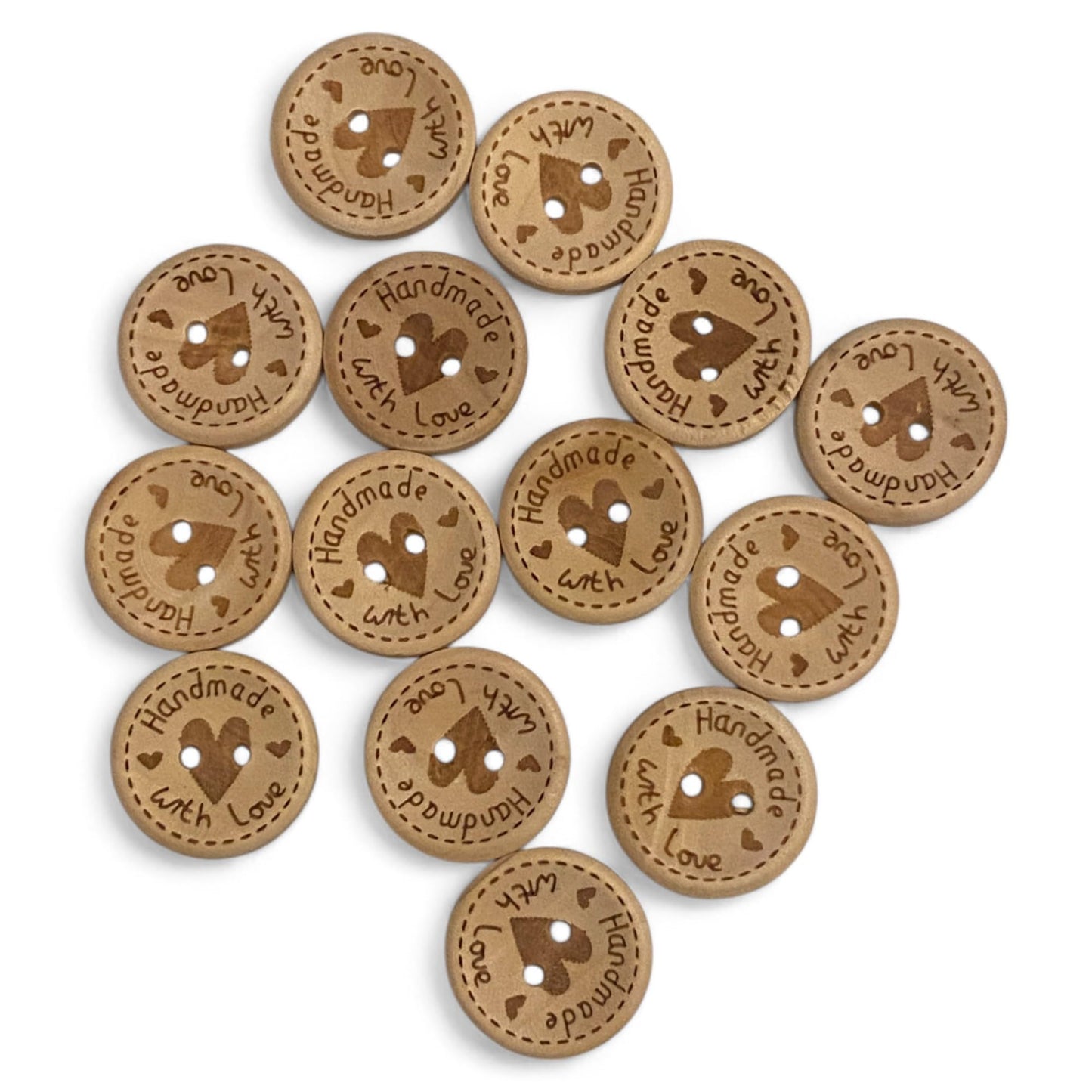 KnitForLess 20mm Handmade with Love Wooden Buttons 2 Hole Cardigan Sewing Knitting Buttons,