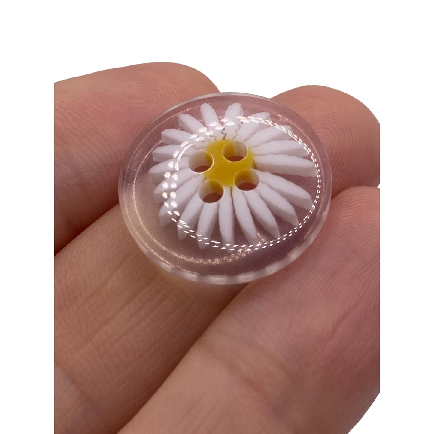 KnitForLess Clear Resin Daisy Flower Shaped Buttons 20mm 4 Hole for Sewing Knitting Jewellery Making Craft Projects