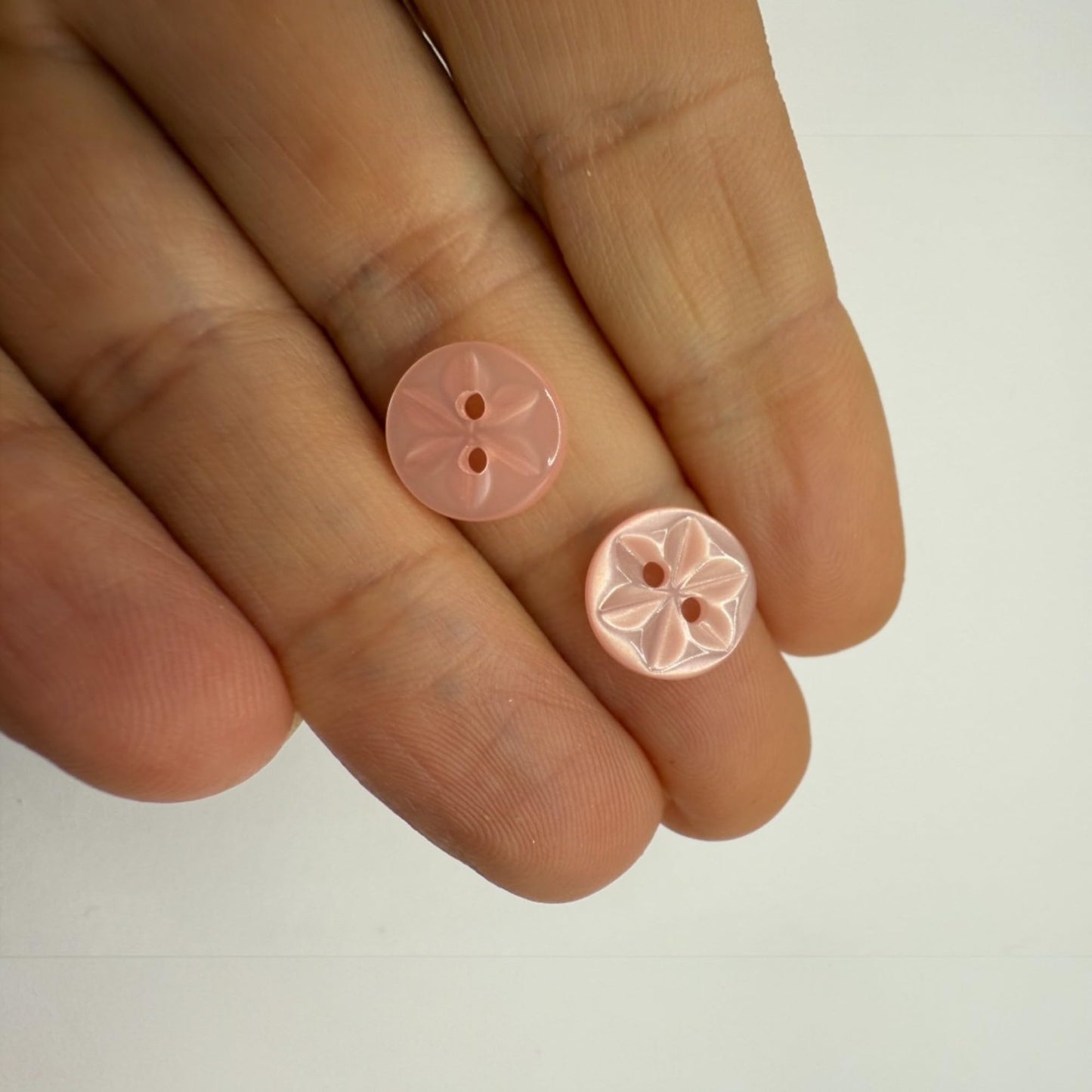 KnitForLess 11mm Baby Pink Star Flower Buttons 12 Pack Polyester Sewing & Craft