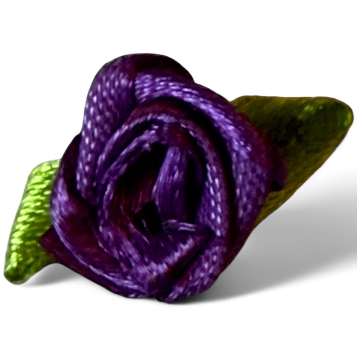 KnitForLess Purple Handmade 15mm Mini Rose Satin Ribbon Buds Craft Decorative Flowers Weddings