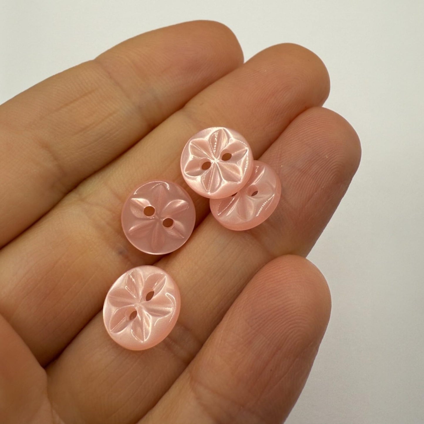KnitForLess 11mm Baby Pink Star Flower Buttons 12 Pack Polyester Sewing & Craft