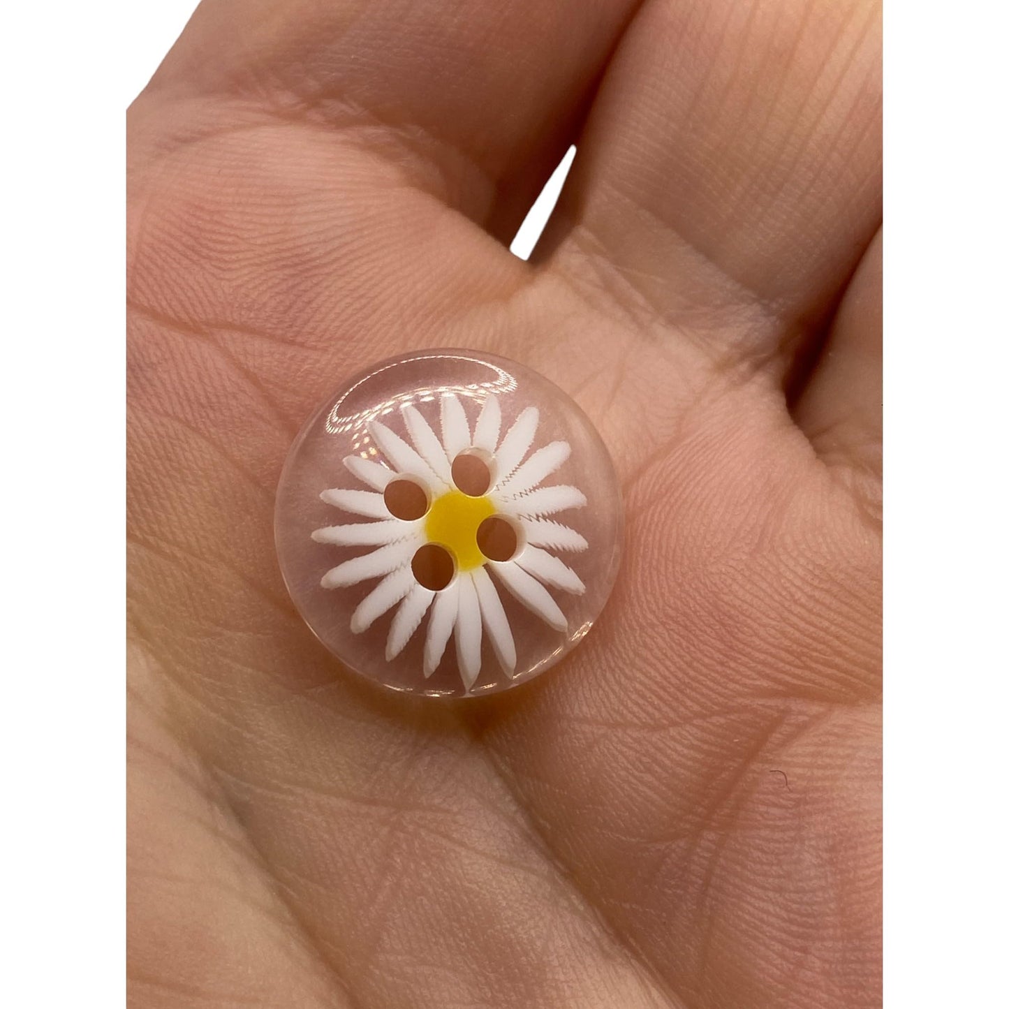 KnitForLess Clear Resin Daisy Flower Shaped Buttons 18mm 4 Hole for Sewing Knitting Jewellery Making Craft Projects