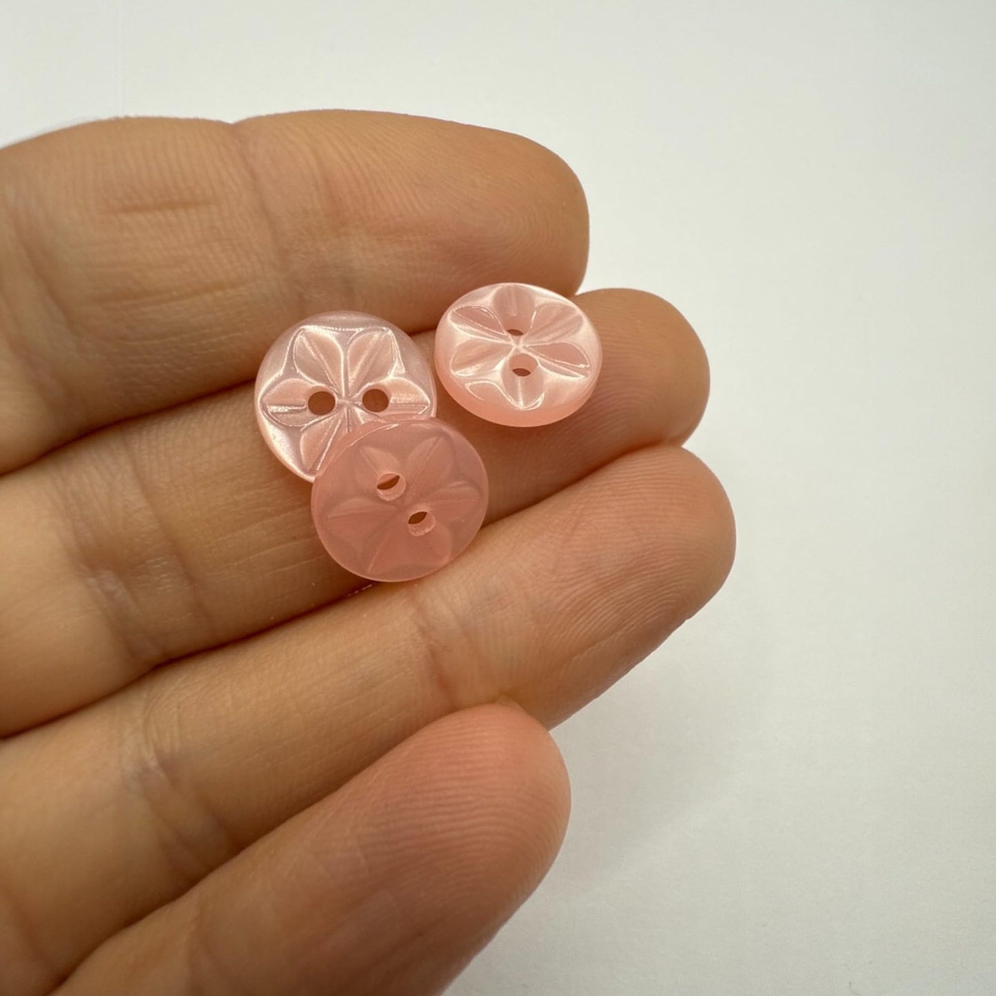 KnitForLess 11mm Baby Pink Star Flower Buttons 12 Pack Polyester Sewing & Craft