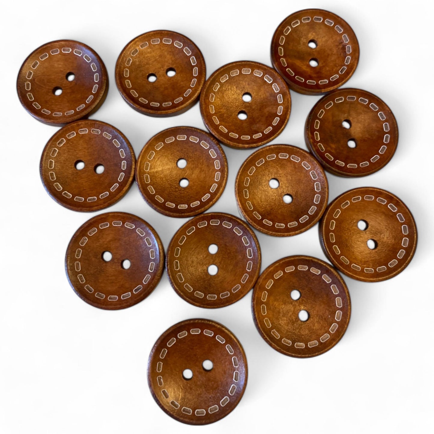 KnitForless 25mm Large Brown Wooden Buttons with Stitch Mark 2 Hole Sewing Knitting 20