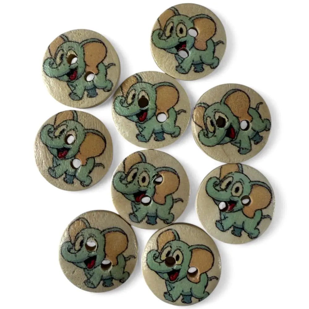 Disney Dumbo Wooden Sewing Buttons 15mm 2 Hole Pack of 10