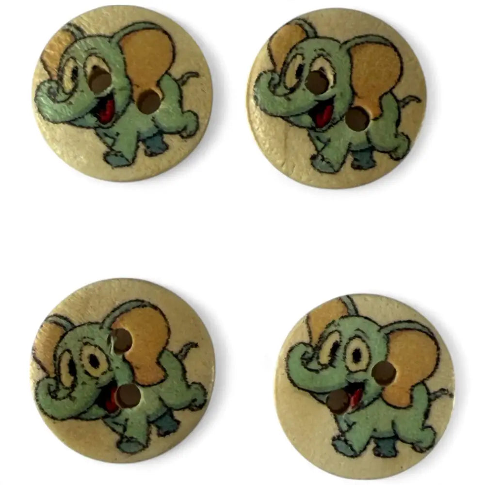 Disney Dumbo Wooden Sewing Buttons 15mm 2 Hole Pack of 10