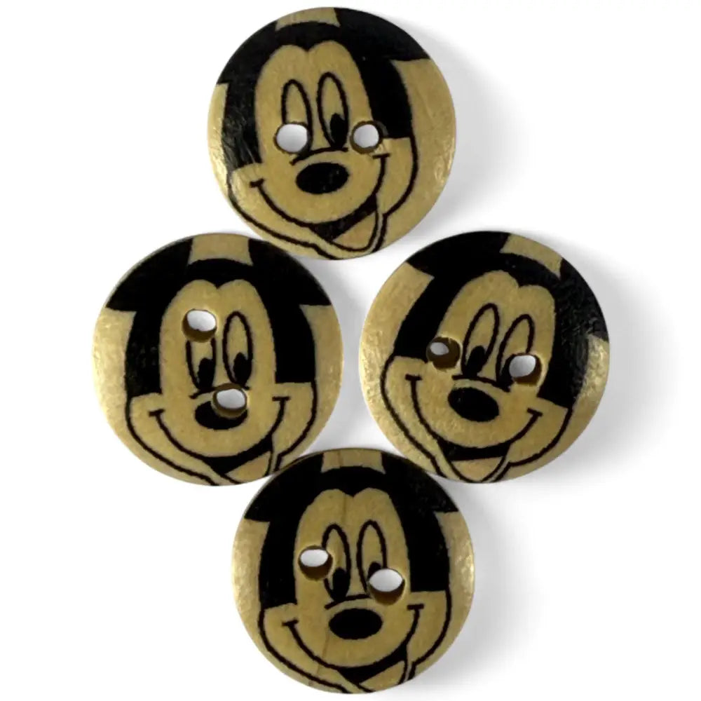 Disney Mickey Mouse Wooden Buttons 15mm Pack of 10