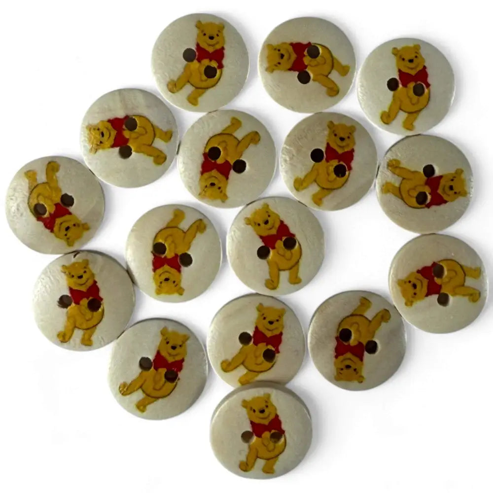 Disney Winnie The Pooh Wooden Sewing Buttons 15mm Pack of 10