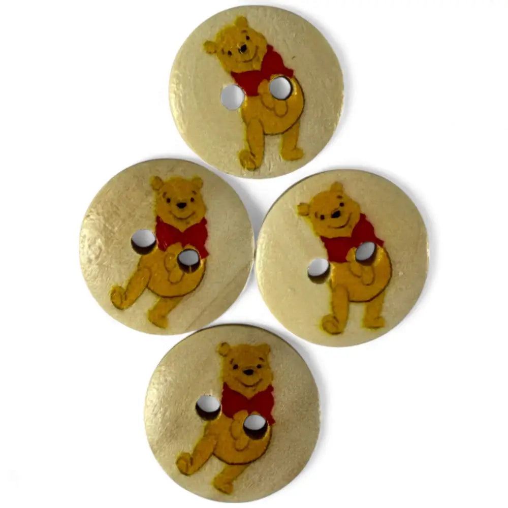 Disney Winnie The Pooh Wooden Sewing Buttons 15mm Pack of 10