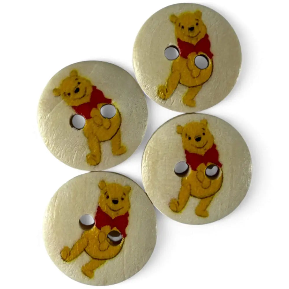 Disney Winnie The Pooh Wooden Sewing Buttons 15mm Pack of 10