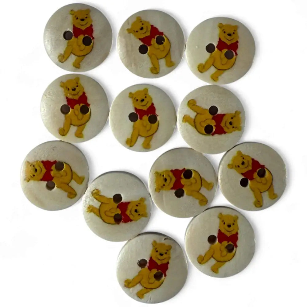Disney Winnie The Pooh Wooden Sewing Buttons 15mm Pack of 10