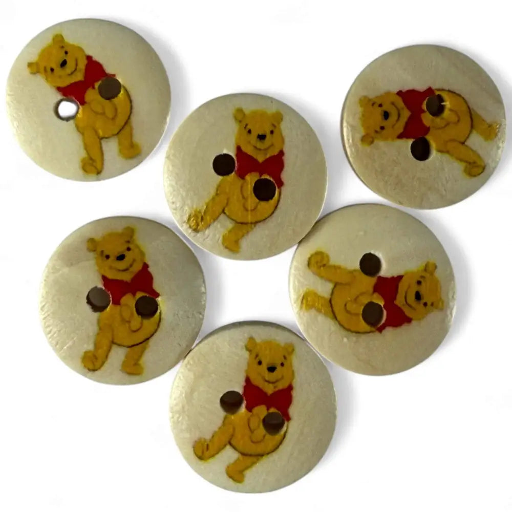 Disney Winnie The Pooh Wooden Sewing Buttons 15mm Pack of 10