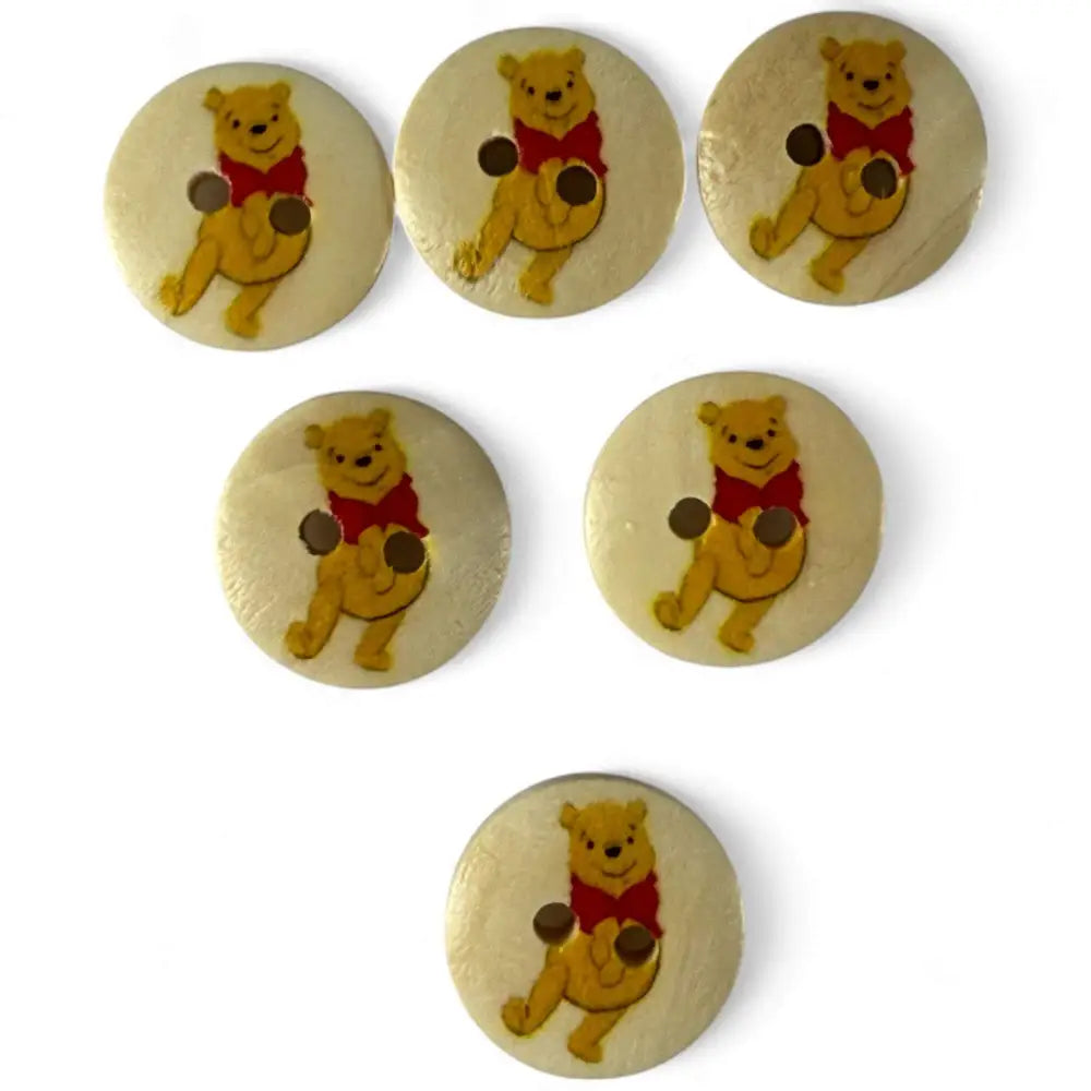 Disney Winnie The Pooh Wooden Sewing Buttons 15mm Pack of 10