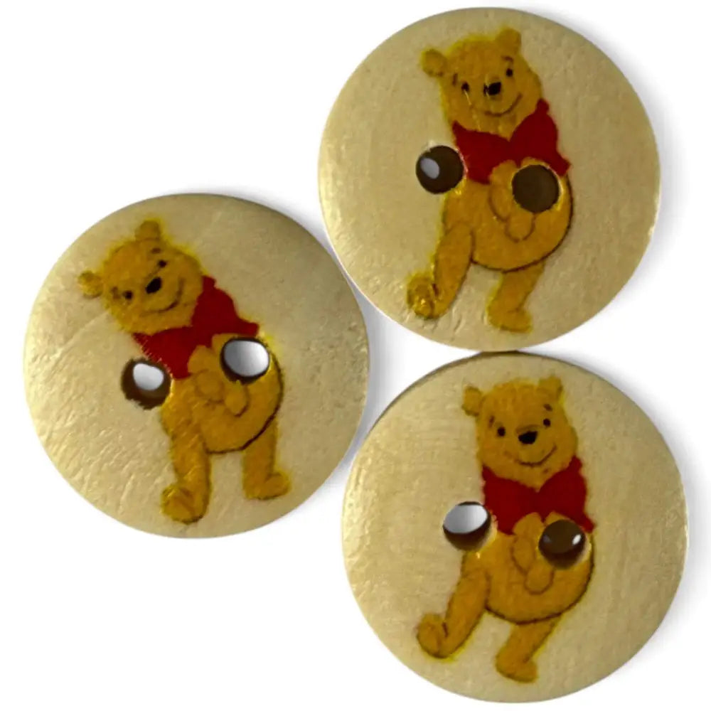 Disney Winnie The Pooh Wooden Sewing Buttons 15mm Pack of 10