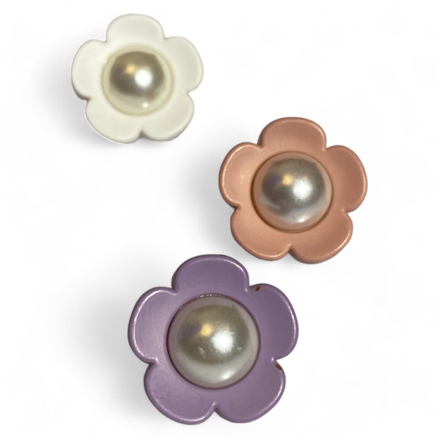 KnitForLess Plastic Flower Buttons 15mm Pack of 10 3 Colours Cardigans Sewing Knitting White