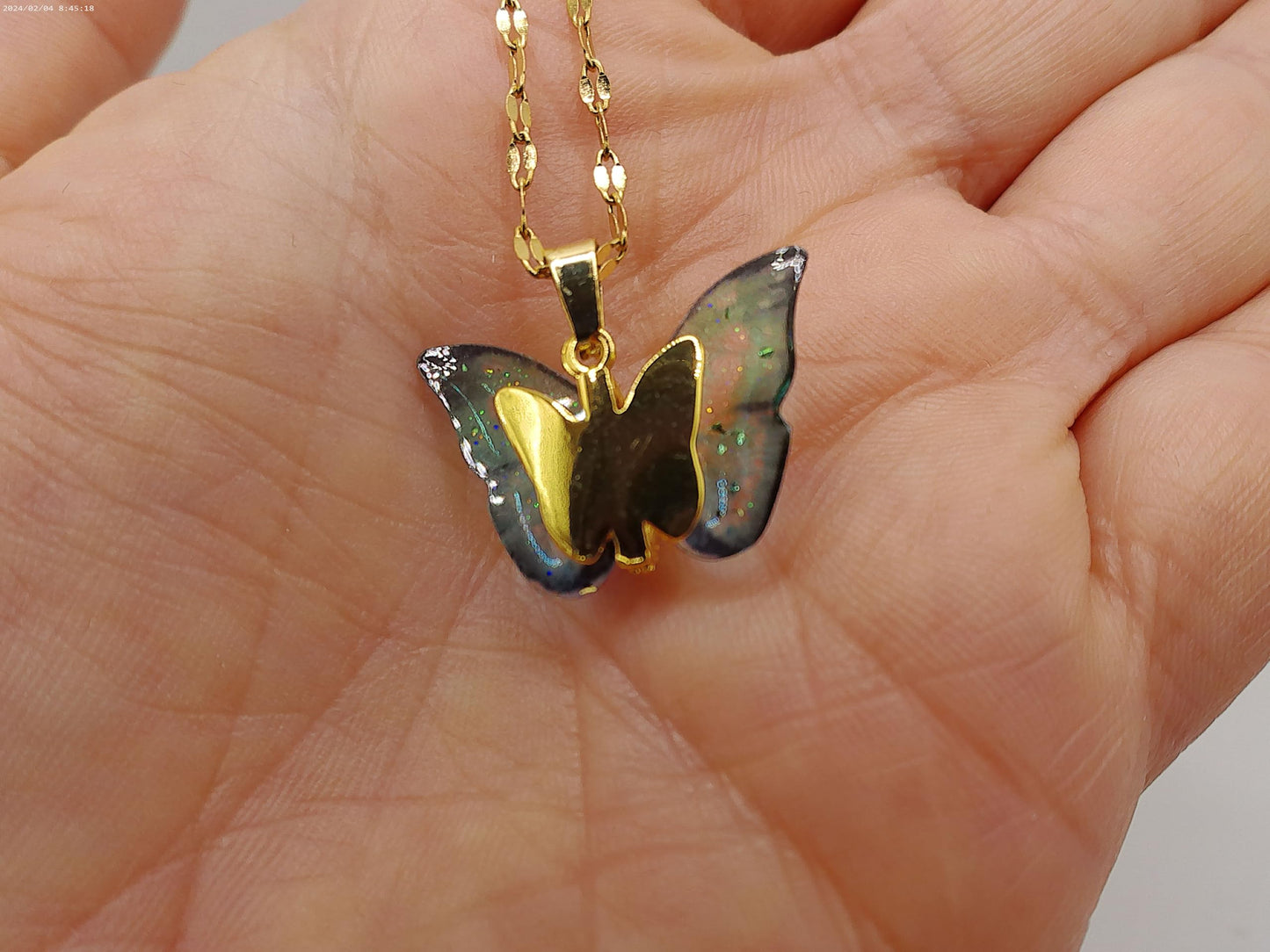 James Turley Jewellery Alloy Gold Butterfly Pendant Necklace Elegant Locket with Stunning Design for Women and Girls
