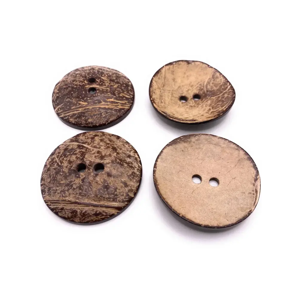 Four brown coconut shell buttons.
