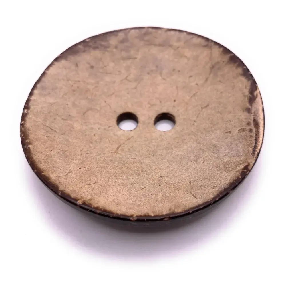 Round, brown, two-hole button.