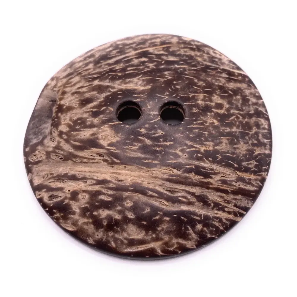 Two-hole brown coconut button.