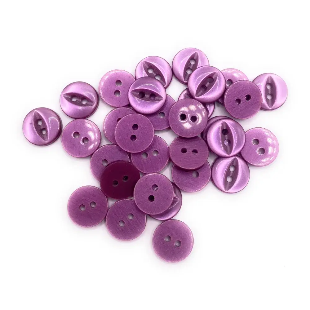 Pile of purple two-hole buttons.
