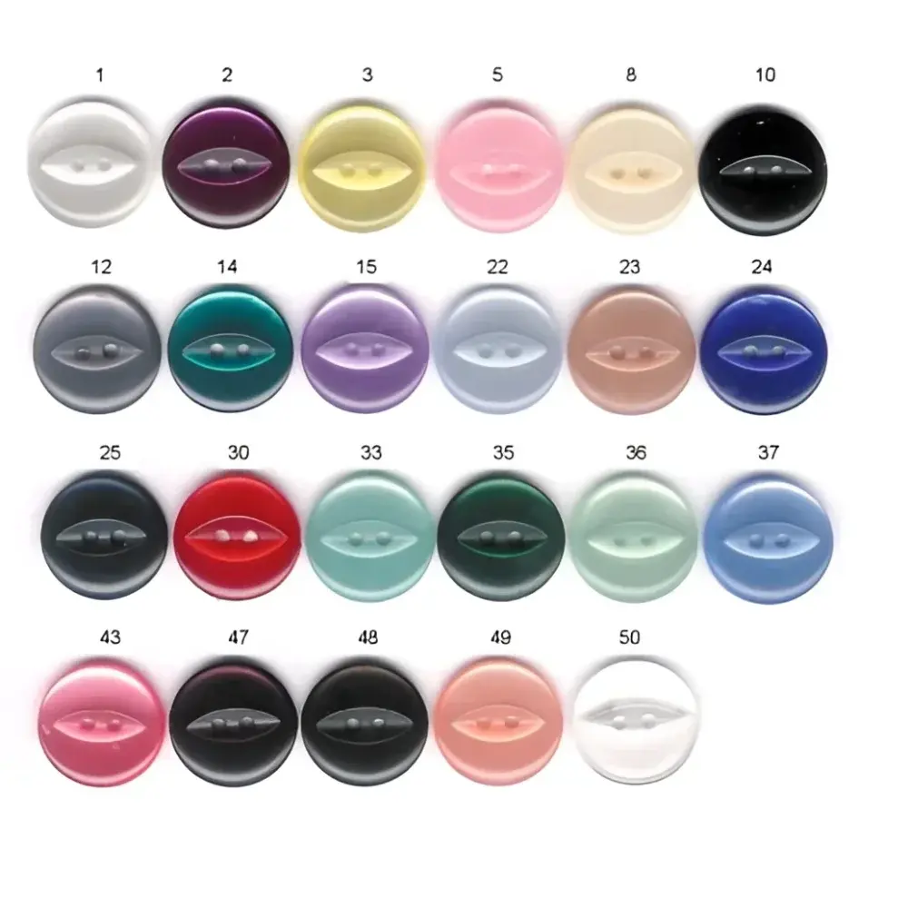 Collection of round, two-hole buttons in various colors.