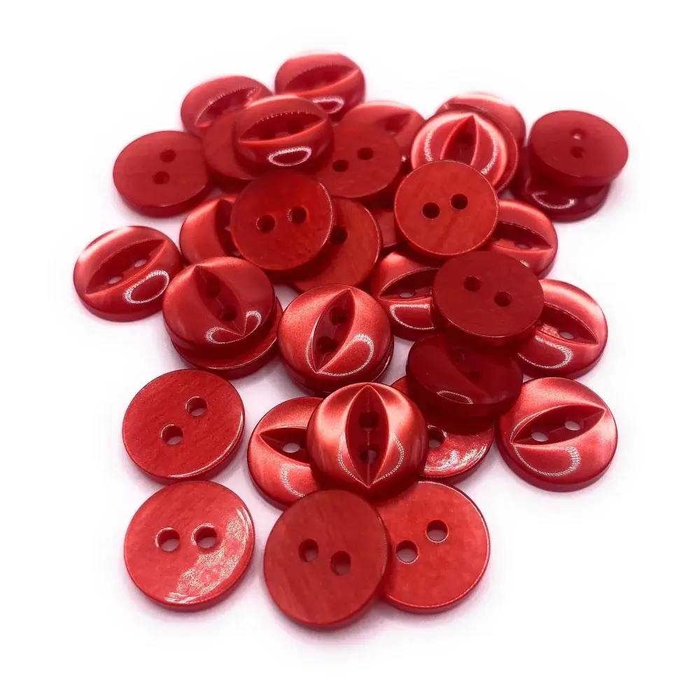 Pile of red, two-hole buttons.