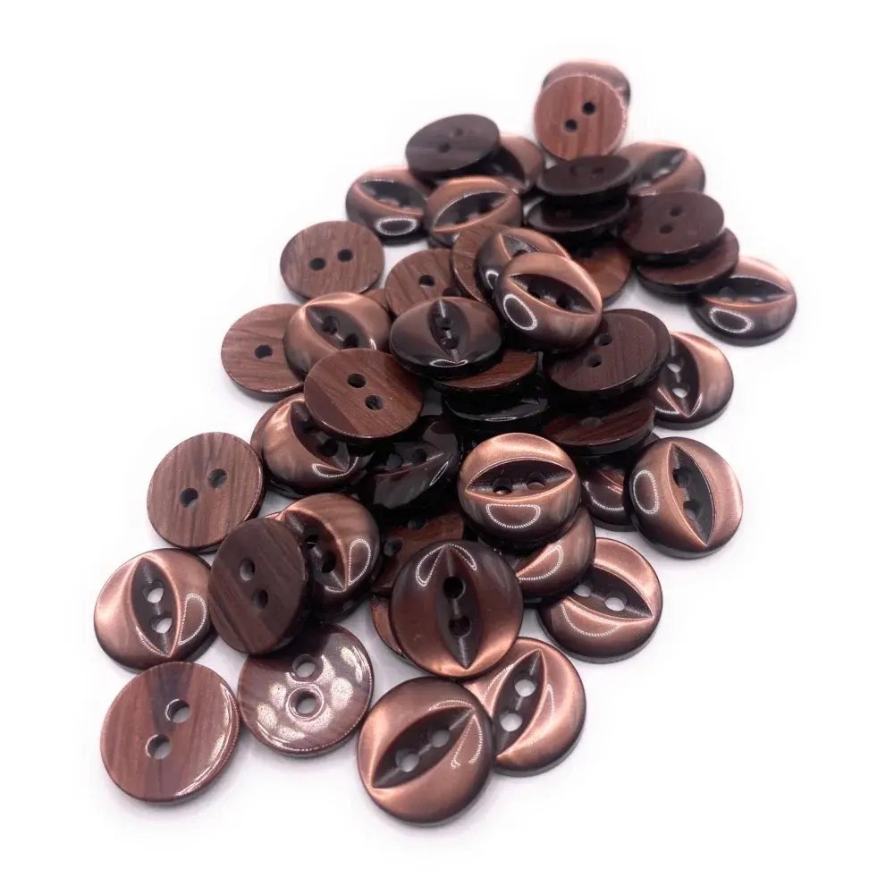 Pile of brown two-hole buttons.