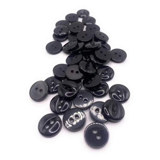 Pile of shiny black buttons.