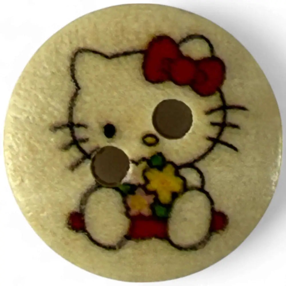 Hello Kitty Wooden Buttons 15mm Red Pack of 10