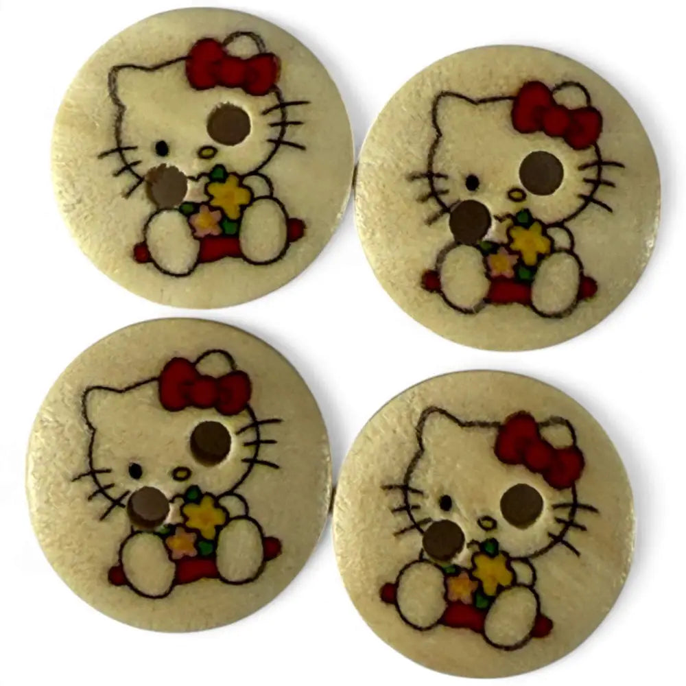 Hello Kitty Wooden Buttons 15mm Red Pack of 10