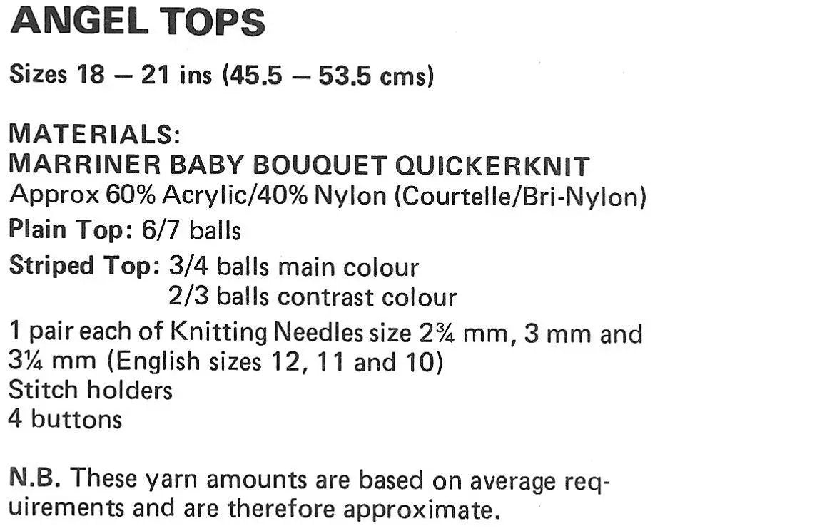 Vintage Marriner Baby Angel Top Knitting Pattern (PDF Download) KnitForLess