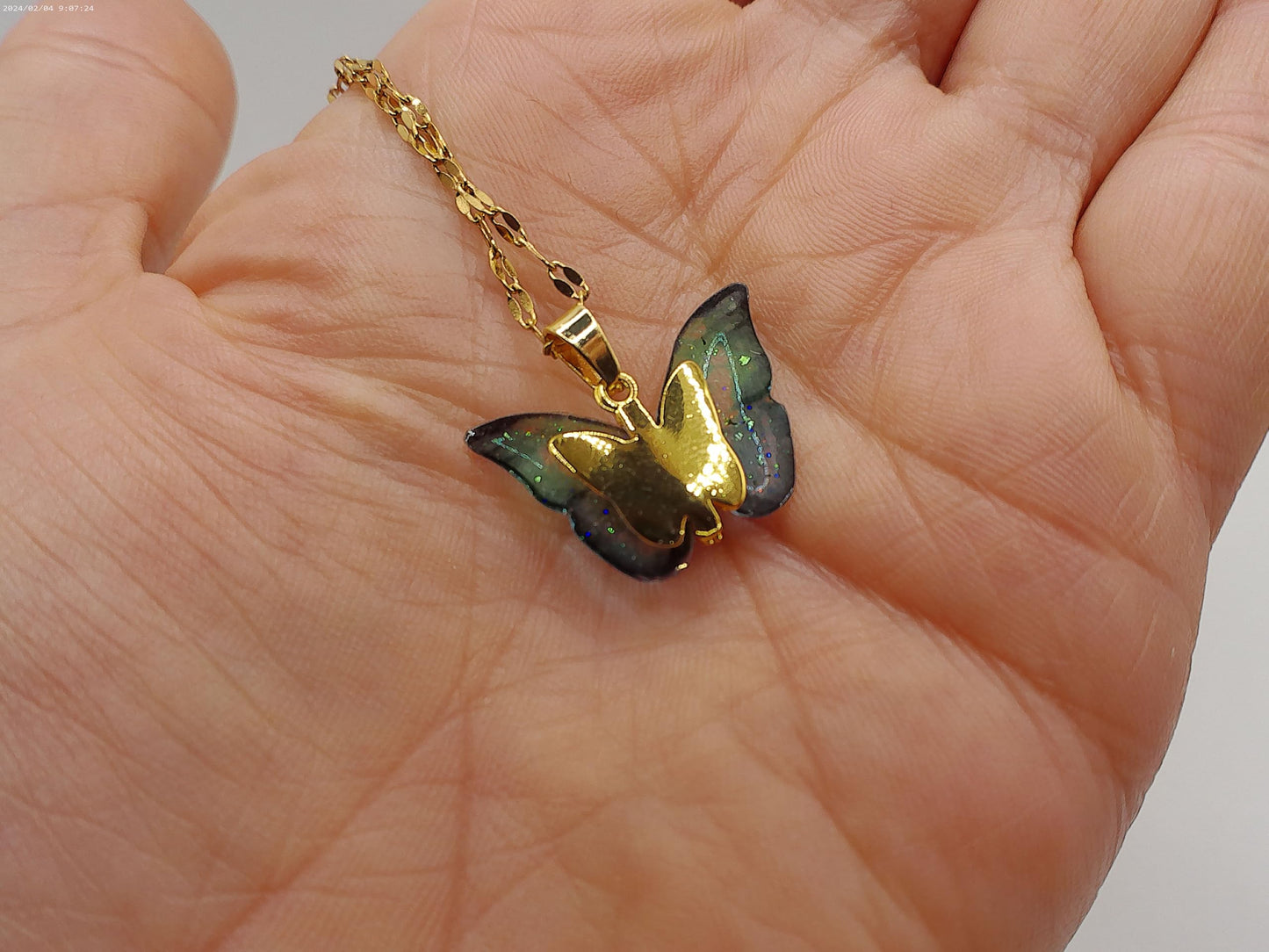 James Turley Jewellery Alloy Gold Butterfly Pendant Necklace Elegant Locket with Stunning Design for Women and Girls