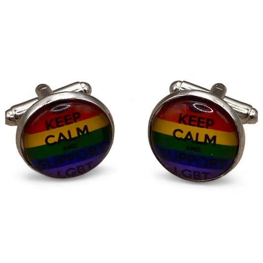 LGBT pride cufflinks.