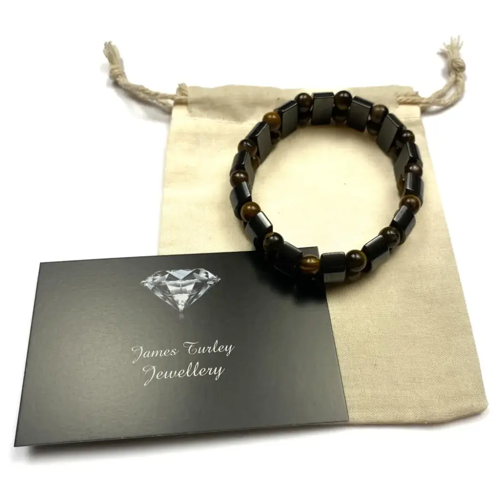 Magnetic hematite and tiger’s eye bracelet.