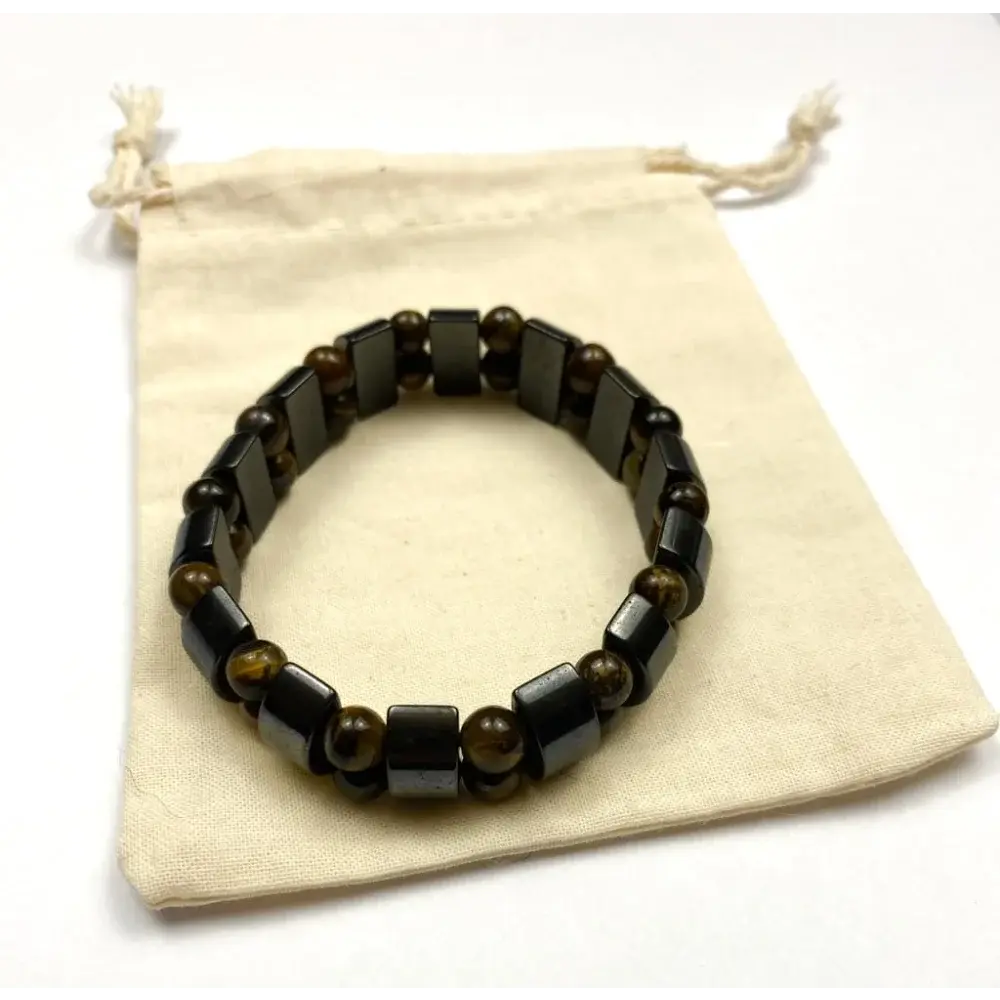 Black and brown beaded bracelet.