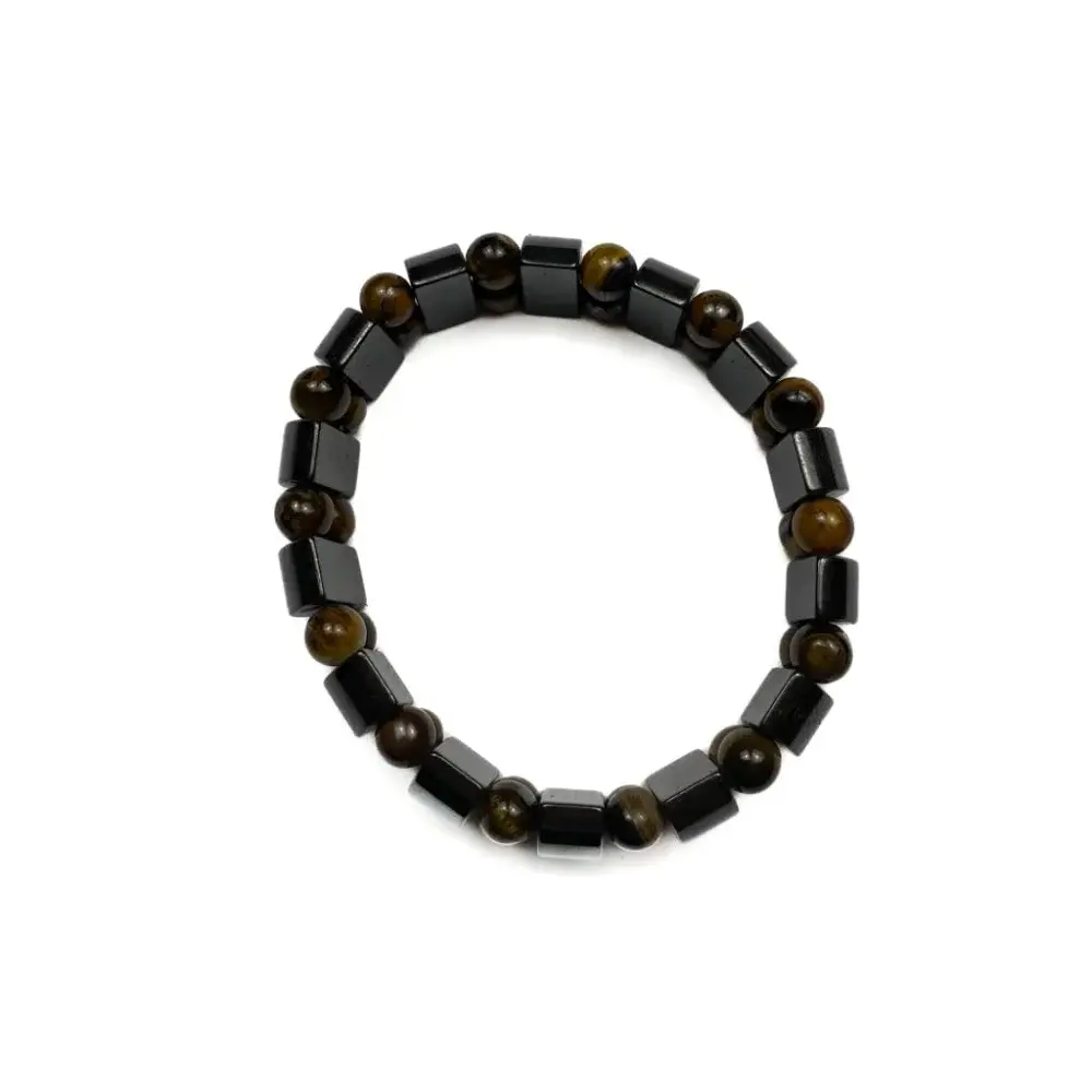 Bracelet with square and round beads.