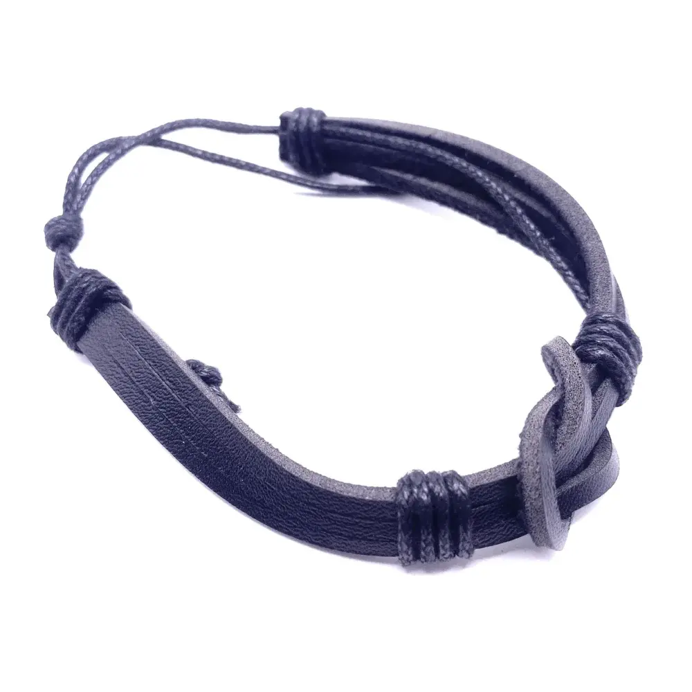 Black leather bracelet.