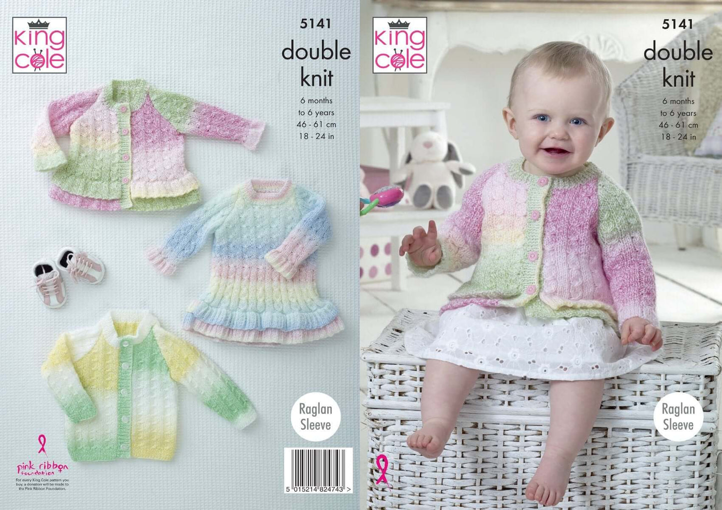 King Cole 5141 Knitting Pattern Baby Child Cardigans and Dress in Melody DK