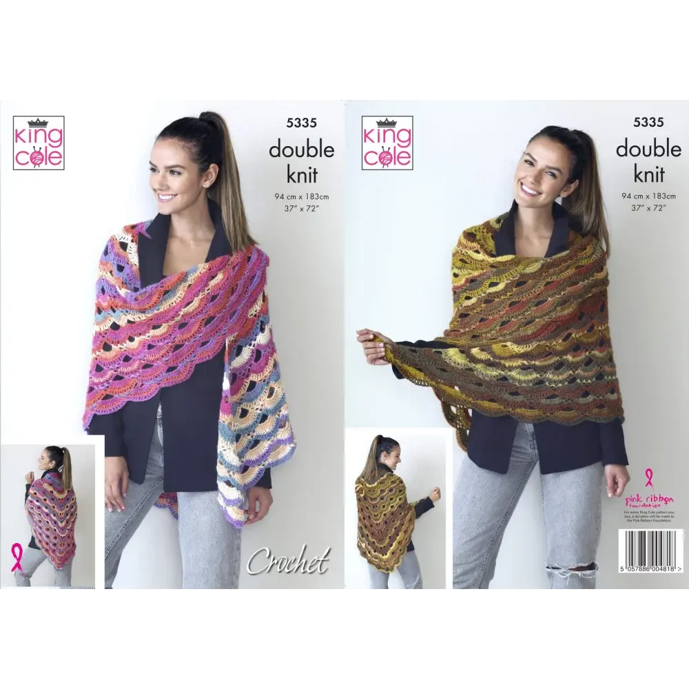 Crocheted double knit shawls.