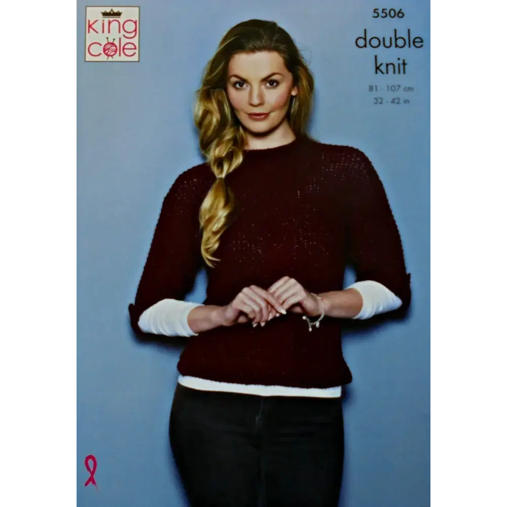 Burgundy knitted sweater.