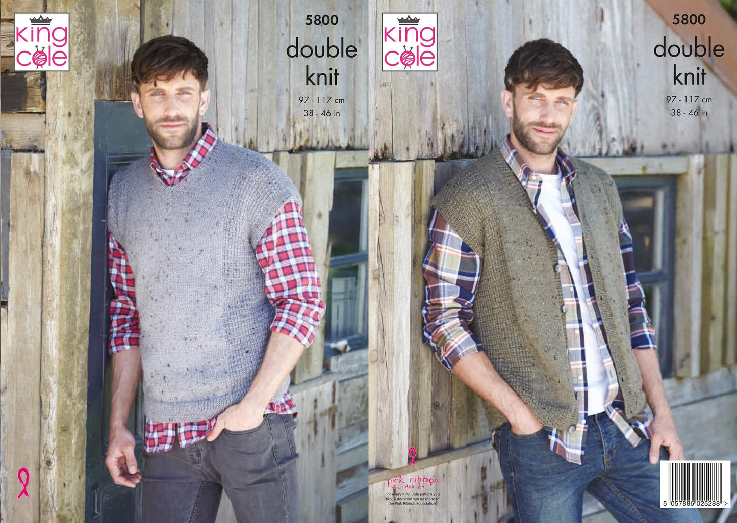 King Cole Mens DK Knitting Pattern V Neck Waistcoat & Tank Top (5800) Multi