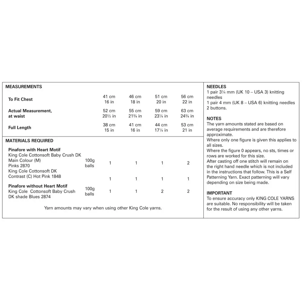 Knitting pattern instructions.